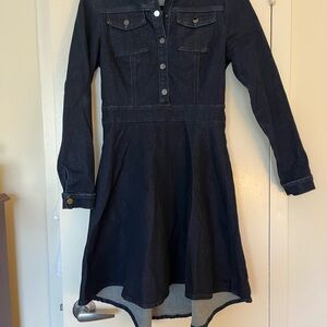 Dark Blue Denim Dress A Line XS
